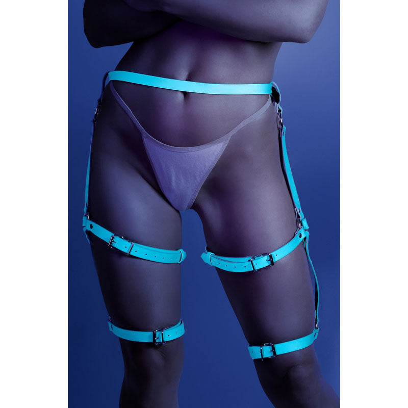 GLOW BUCKLE UP Leg Harness - Glow in Dark Blue - One Size