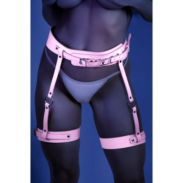 GLOW STRAPPED IN Leg Harness - Glow in Dark Pink - One Size