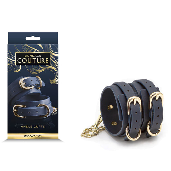 Bondage Couture Ankle Cuffs - Blue - Blue Restraints