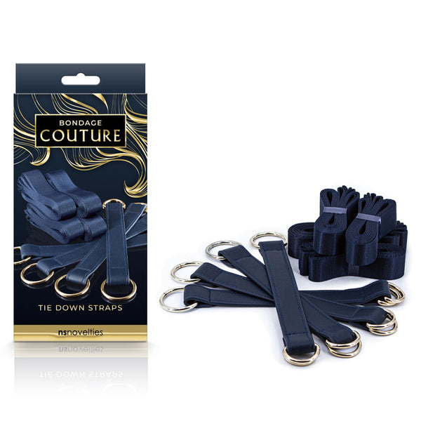 Bondage Couture Tie Down Straps - Blue - Blue Restraints