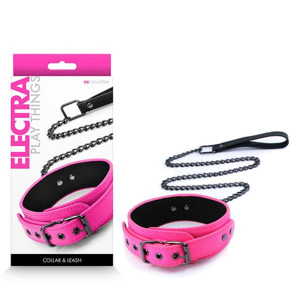 Electra Collar & Leash - Pink - Pink Restraint