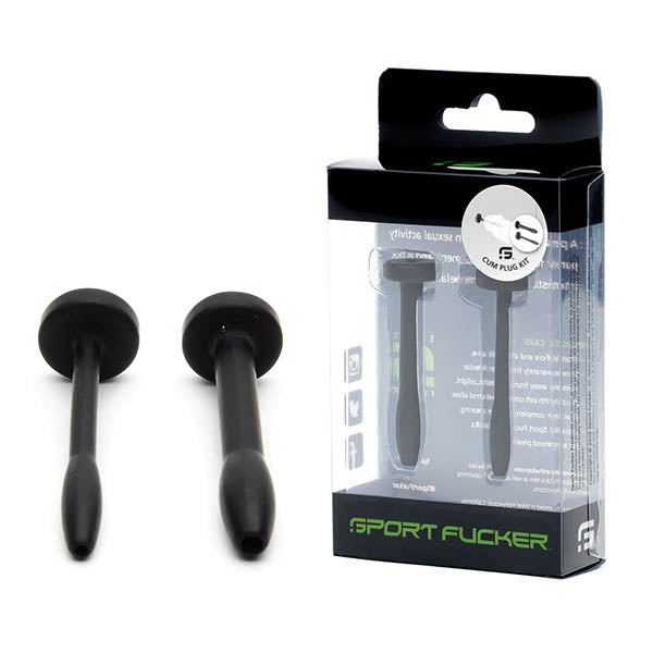 Sport Fucker Cum Plug Kit - Black Silicone Urethral Sound