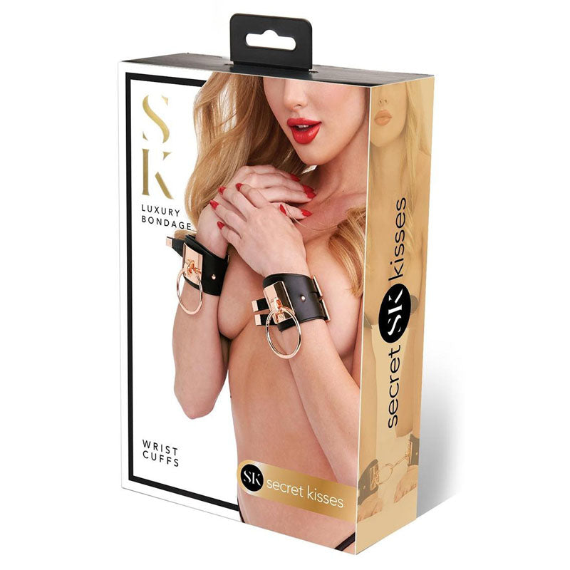 Secret Kisses WRIST CUFFS - Black/Rose Gold Restraints